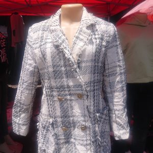 Veste F. beige quadrillée