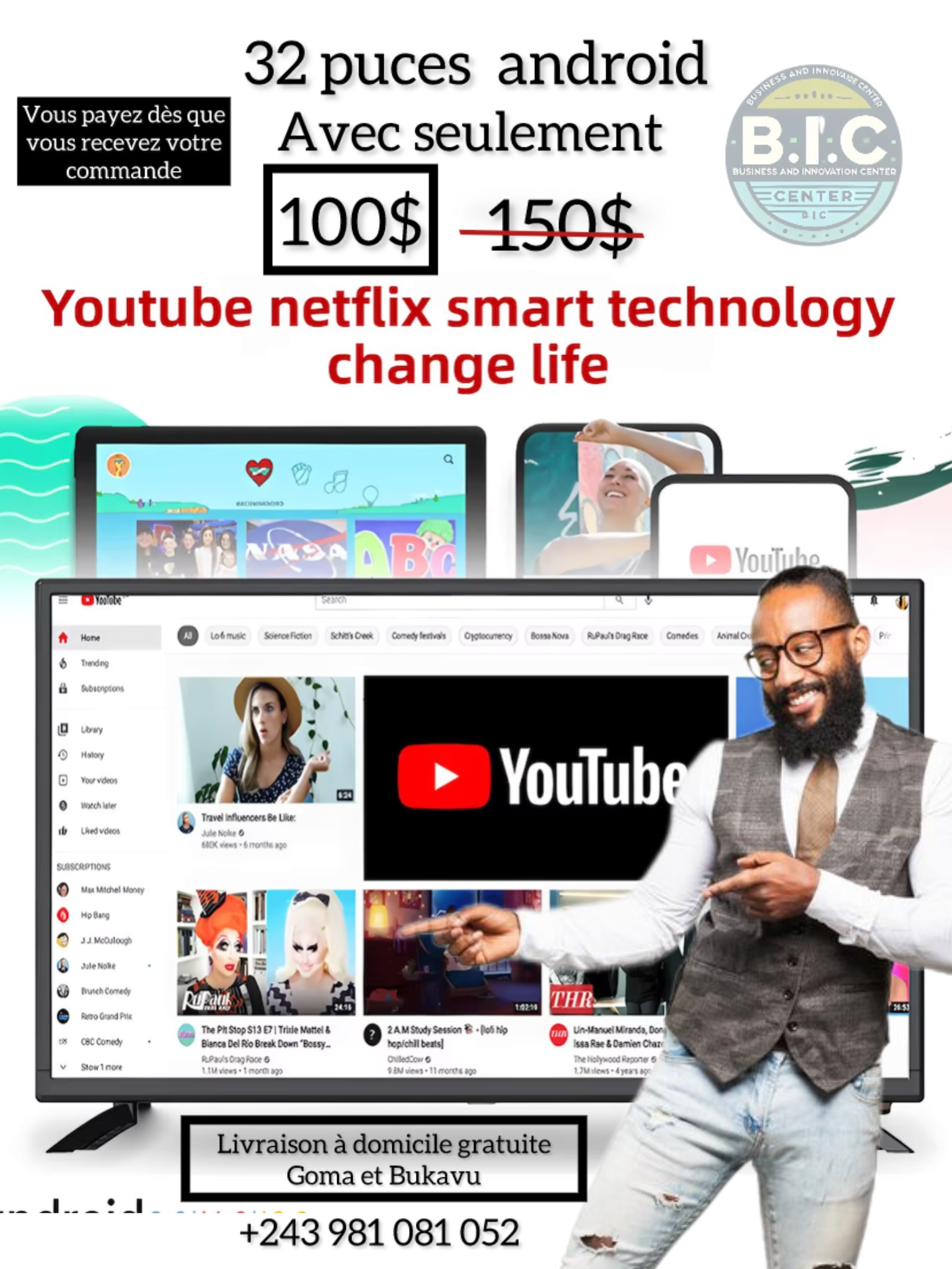 LA TV 32 pouces, smart Android, wifi intégrer
